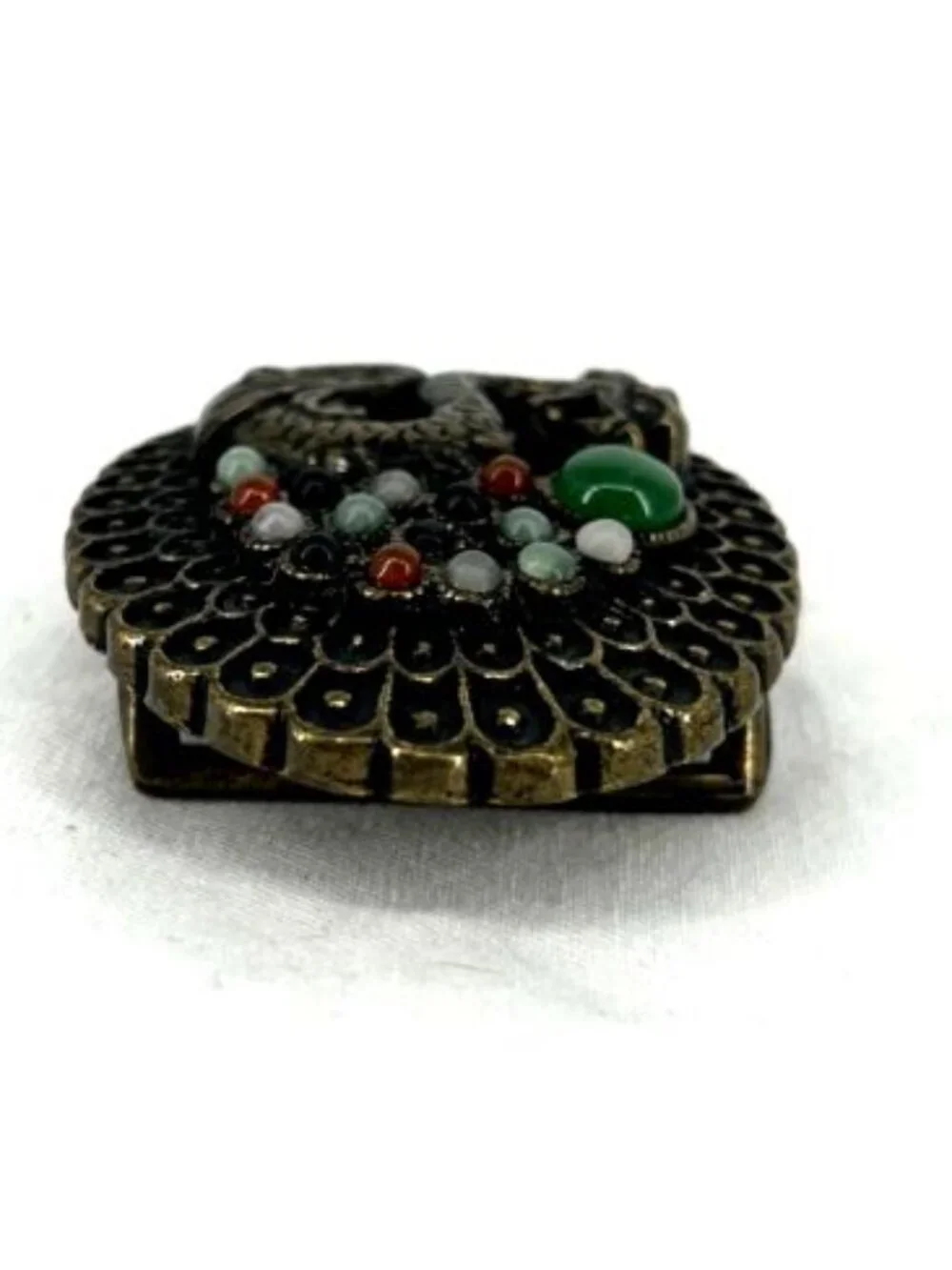 Snake Dragon Belt Buckle Metal Topaz Spinel Garnet Cabochons 3